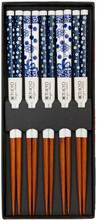 Tokyo Design Studio - Spisepinner chopstick 5 deler blå blomster