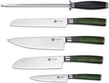 Hexclad - Hybrid knivsett 6 deler sølv/skogsgrønn