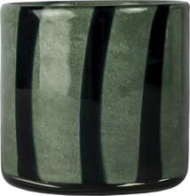 Byon - Calore telysholder 10x10 cm grønn/svart stripe