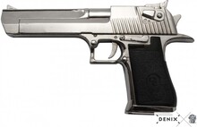 Denix Semiautomatic Pistol, Usa-Israel 1982 Silver Replika