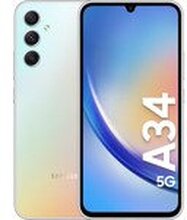 Samsung® | Galaxy A34 5G - 5G smarttelefon - dual-SIM - RAM 6 GB / Internminne 128 GB - microSD-spor - OLED-skjerm - 6,6 - 2340 x 1080 piksler (120 Hz) - 3x bakkamera 48 MP, 8 MP, 5 MP - frontkamera 13 MP - Awesome Silver