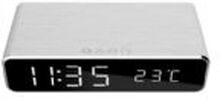 Gembird Digitaler vækkeur med trådløs adefunktion Silver, Digital alarmur, Rektandel, Sølv, iPhone X/XS/XR, iPhone 8, Galaxy S8/S7/S6, LCD