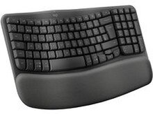 Logitech Wave Keys - Tastatur - med polstret håndleddstøtte - trådløs - Bluetooth LE - QWERTY - grafitt
