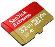 SanDisk Extreme - Flashminnekort (microSDHC til SD-adapter inkludert) - 32 GB - A1 / Video Class V30 / UHS-I U3 / Class10 - microSDHC UHS-I
