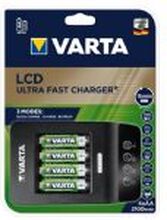 Varta LCD ULTRA FAST CHARGER+ - 0,25 t batterilader - (for 4xAA/AAA) + AC-strømadapter + bilstrømadapter 4 x AA-type - NiMH - 2100 mAh