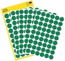 Avery Zweckform - Grønn - 12 mm rund 270 etikett(er) (5 ark x 54) runde etiketter