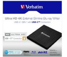 Verbatim Ultra HD 4K - Platestasjon - BDXL Writer - 6x/4x - SuperSpeed USB 3.1 Gen 1 - ekstern