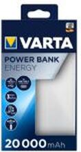 Varta Energy - Strømbank - 20000 mAh - 74 Wh - 15 watt - 3 utgangskontakter (2 x USB, USB-C)
