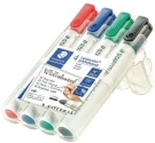 STAEDTLER Lumocolor - Markør - for glass, whiteboard, porselen - svart, rød, blå, grønn - 2 mm (en pakke 4)