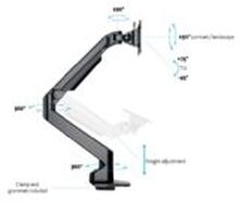 Multibrackets M VESA Gas Lift Arm Single HD - Monteringssett (leddarm, skrivebordsklemmemontering) - for flatpanel - aluminium - svart - skjermstørrelse: 15-32