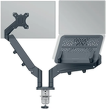Leitz Ergo - Monteringssett (spring-assisted dual arm) - for 2 LCD-skjermer eller LCD-skjerm og notebook - space saving - mørk grå - skjermstørrelse: 17-32