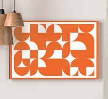 Geometrische canvas schilderij Oranje abstract kunstpatroon
