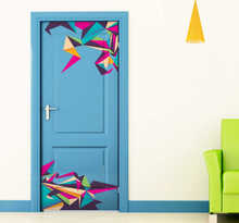 Deursticker kleurrijke origami