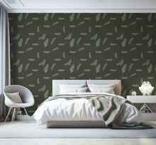 Minimalistische groene veren Behang slaapkamer