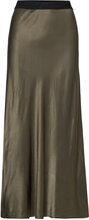 2Nd Cleo Tt - Satin Ease Lang Nederdel Khaki Green 2NDDAY