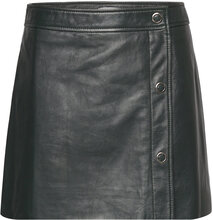 2Nd Mona - Sheen Leather Kort Nederdel Black 2NDDAY