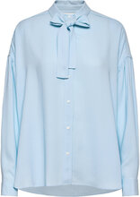 P212-2060Crp / Ls Satin Crepe Shirt W Tie Bluse Langermet Blå 3.1 Phillip Lim*Betinget Tilbud