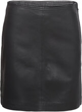 Stephanie Leather Skirt Kort Kjol Black A-View