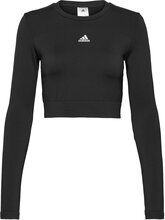 Adidas Aeroknit Seamless Fitted Cropped Long-Sleeve Top Sport Crop Tops Long-sleeved Crop Tops Black Adidas Performance