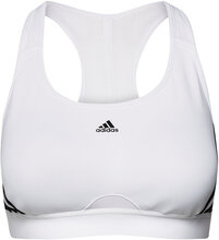 Adidas Powerreact Training Medium-Support 3-Stripes Bra Sport Bras & Tops Sports Bras - All White Adidas Performance