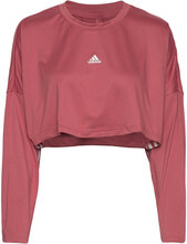 Hyperglam Cut 3-Stripes Lightweight Over D Sweatshirt Sport Crop Tops Long-sleeved Crop Tops Pink Adidas Performance