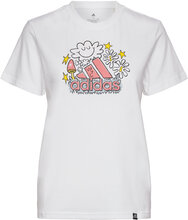 Doodle Graphic T-Shirt T-shirts & Tops Short-sleeved Hvit Adidas Sportswear*Betinget Tilbud