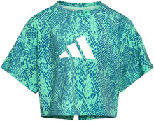 G Ti Aop Tee T-shirts Sports Tops Grønn Adidas Sportswear*Betinget Tilbud