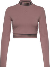 Long-Sleeve Top With Ribbed Collar And Hem Sport Crop Tops Long-sleeved Crop Tops Beige Adidas Originals