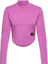 Holidayz Mock Neck Long-Sleeve Top Tops Crop Tops Long-sleeved Crop Tops Pink Adidas Sportswear