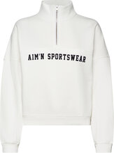 Varsity Sweat Half Zip Sport Sweatshirts & Hoodies Sweatshirts White Aim´n