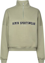Varsity Sweat Half Zip Sport Sweatshirts & Hoodies Sweatshirts Green Aim´n