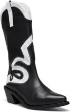 Mount Texas Black White Leather Boots Shoes Boots Cowboy Boots Svart ALOHAS*Betinget Tilbud