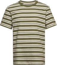 Akkikki Noos Stripe Tee Tops T-Kortærmet Skjorte Khaki Green Anerkjendt