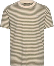 Akrod S/S Cot/Linen Stripe Tee Tops T-Kortærmet Skjorte Green Anerkjendt