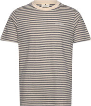 Akrod S/S Cot/Linen Stripe Tee Tops T-Kortærmet Skjorte Grey Anerkjendt