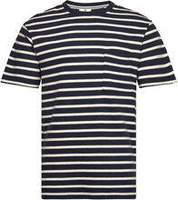 Akkikki S/S Stripe Tee - Gots Tops T-shirts Short-sleeved Navy Anerkjendt