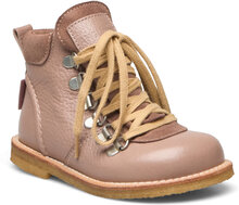 Boots - Flat - With Lace And Zip Vinterstøvletter Med Snøring Rosa ANGULUS*Betinget Tilbud