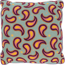 Embroidered Paisley Cushion Home Textiles Cushions & Blankets Cushions Green Anna + Nina