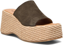 Rattan Slip-On Shoes Summer Shoes Platform Sandals Beige Apair
