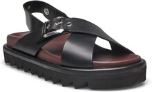 Light Chuncky Designers Sandals Flat Black Apair