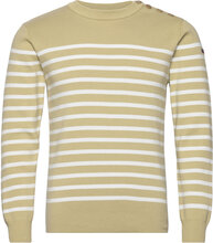 Striped Mariner Sweater "Groix" Tops Knitwear Round Necks Khaki Green Armor Lux