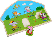 Peppa Pig Wooden Knob Puzzle Playground Toys Puzzles And Games Puzzles Pegged Puzzles Multi/patterned Gurli Gris