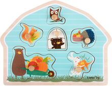 Little Woodies - Wooden Knob Puzzle Toys Puzzles And Games Puzzles Pegged Puzzles Multi/mønstret Barbo Toys*Betinget Tilbud