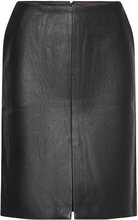 Briar Vegan Leather Midi Skirt Knälång Kjol Black Bardot