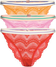 3-Pack Wave Lace Ray Tanga Lingerie Panties Brazilian Panties Rosa Becksöndergaard*Betinget Tilbud