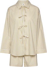 Stripel Set Shirt+Shorts Pyjamas Nattøj Beige Becksöndergaard