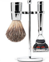 Benjamin Barber Classic 3-Piece Shaving Set Chrome - Gillette Fusion Beauty Men Shaving Products Shaving Brush Silver Benjamin Barber