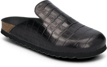 Biagem Classic Slide Croco Shoes Mules & Slip-ins Flat Mules Black Bianco