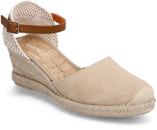 Biaanna Mix Espadrille Heel Suede Sandal Med Hæl Espadrilles Beige Bianco*Betinget Tilbud