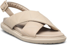 Biafrancine Quilt Sandal Flade Sandaler Beige Bianco